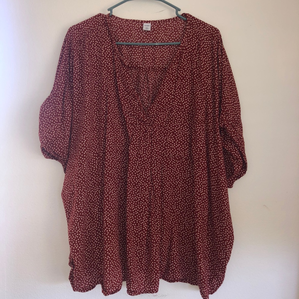 Burnt orange and white blouse